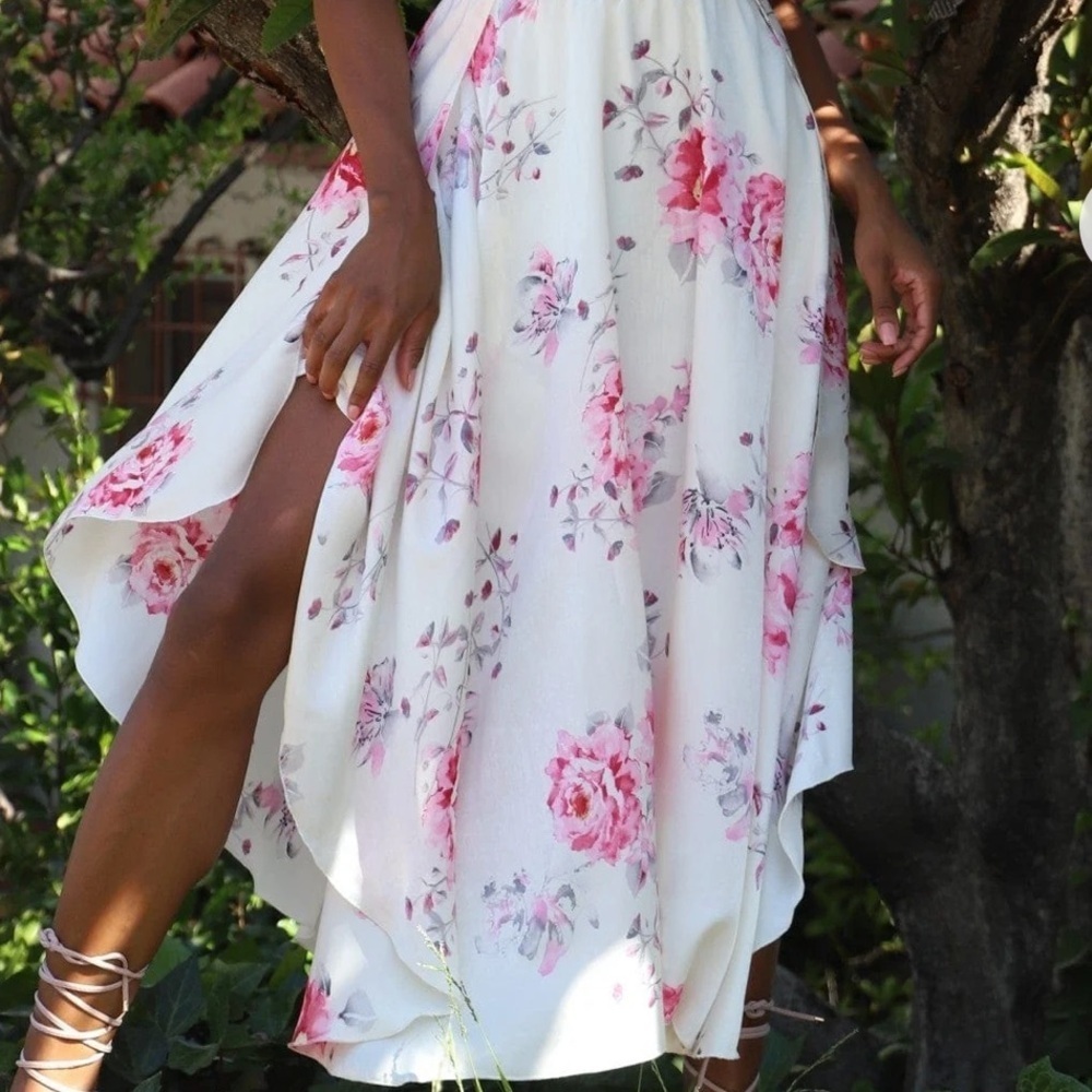 Eva Franco Pink Floral Shentel Dress Size 12 - Picture 2 of 9